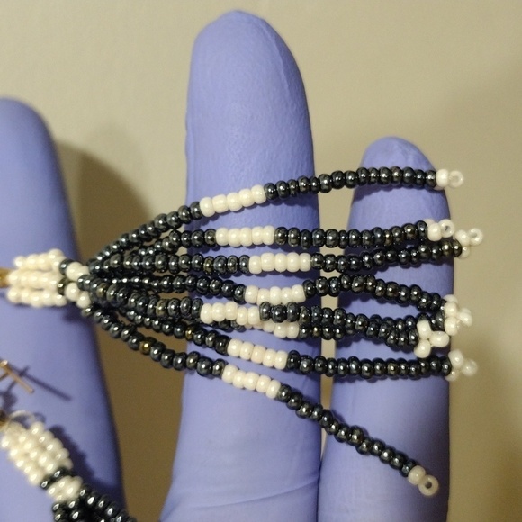 Women's Gold-tone Kidney Wire Colorful Beads Fringe /Chandelier drop Earrings #2 - Picture 4 of 5